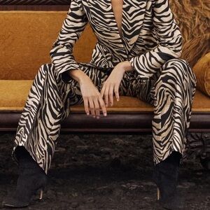 Banana Republic's Eclat Wide-Leg Brocade Pant wide leg cropped gold black zebra